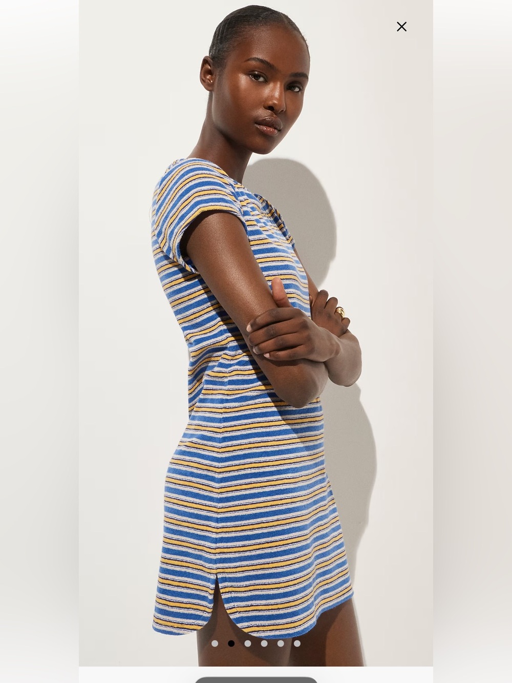J. Crew Towel Terry T-shirt Dress in Stripe Sunwashed Sea - Picture 2 of 9